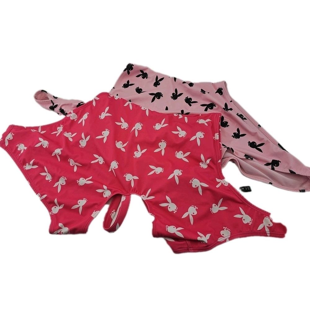 Playboy Bunny One piece Swimsuit Pink Set Of 2